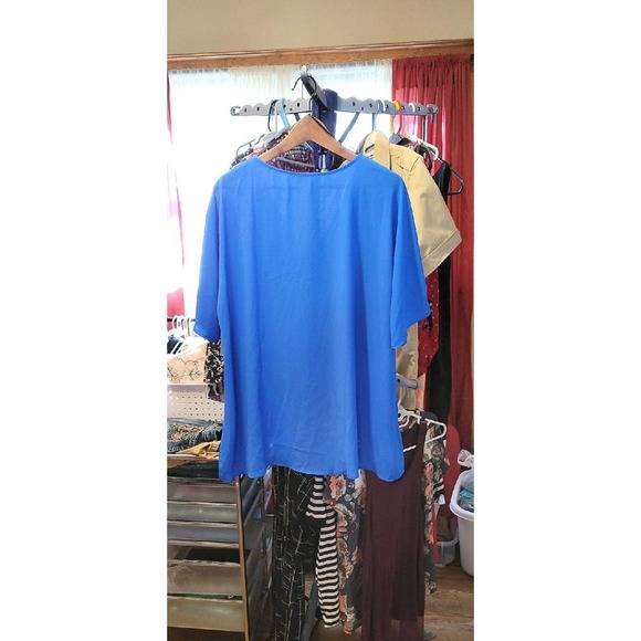 Belle+Sky Caribbean Blue Womans Flowy  V-neck Top size XXL - Picture 5 of 6
